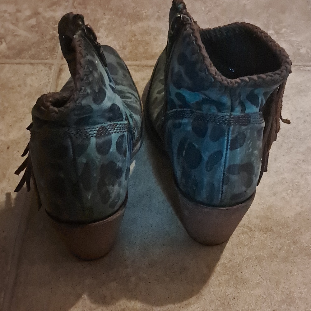 Liberty Black Chita Turquesa Ankle Boot Handmade In Mexico Western Festival Boho - Picture 9 of 16